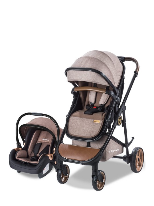 Nurbebe.com.tr | BabyCare | Baby Care Travel Bebek Arabası - Bc 300 Exen - Travel Sistem Oto Koltuğu Pusetli Katlanır Bebek Arabası - Kahve