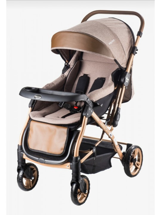 Nurbebe.com.tr | BabyCare | Baby Care Bc 65 - N Capron Çift Yönlü Bebek Arabası Gold Kasa Kahve Kumaş
