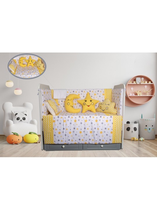 Nurbebe.com.tr | Bebeciden | Açelya Bebek Uyku Seti Yıldız Oyuncaklı Sarı Beyaz